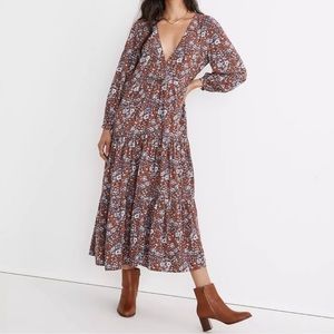 Madewell Challis Wrap MIDI Dress in Woodland Floral Size Medium